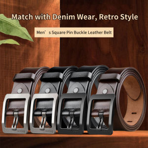 momai Business Mens Pin Buckle Belt Day Buckle Cowhide Belt Business Pin Buckle Belt