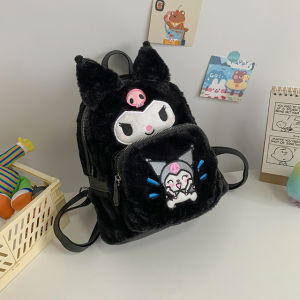 ULEEK  Sanrio Plush Bag Hello Kitty PU Girl Heart Backpack My Melody Leisure Student Backpack Kuromi Cinnamoroll Schoolbag