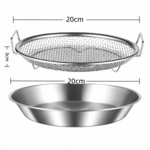 DuduMart Mall 2 in1 Stainless Steel Oil Draining Tray with Mesh Basket Fried Chicken French Fries Cooling Rack 20cm 22cm