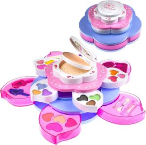 Bộ trang điểm Toysical dành cho bé gái - Bộ trang điểm hình hoa cho trẻ em bộ trang điểm không độc hại có thể rửa sạch cho bé gái kèm gương - Bộ trang điểm sinh nhật và Giáng sinh dành cho bé gái từ 6-12 tuổi