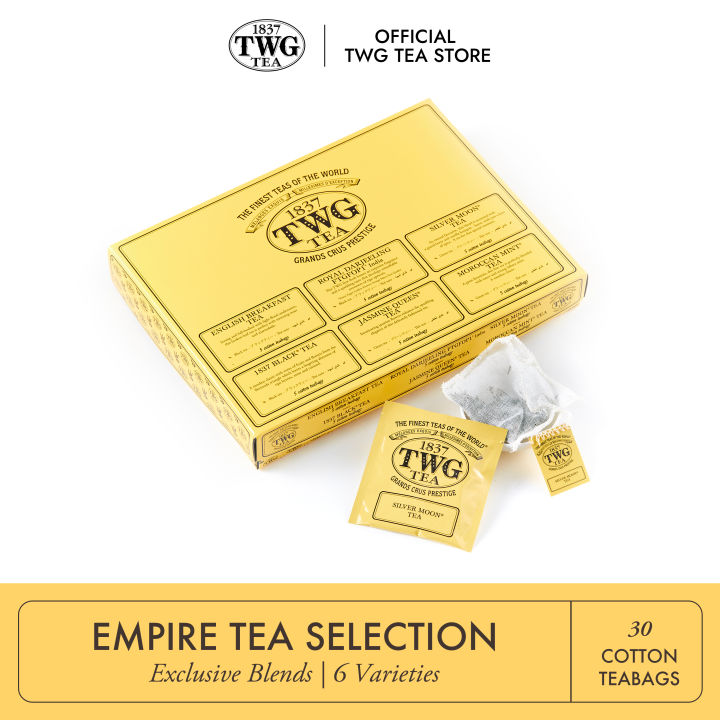 TWG Tea | Empire Tea Selection, 6 Classic Assortment in 30 Hand Sewn Cotton Tea Bags| ชา ทีดับเบิ้ลยูจี | Empire Tea Selection คัดสรร 6 ชาขายดีในถุงชาผ้าฝ้ายเย็บมือ 30 ซอง