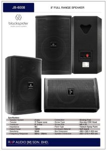 Black Spider JB-6008 8" Full Range Speaker 150W (PAIR) F.O.C SPK CABLE
