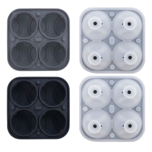Innovative 3D Baseball Shape Ice Cubes Tray Grade Silicone Mould for Unique Presentation Kitchen Tool