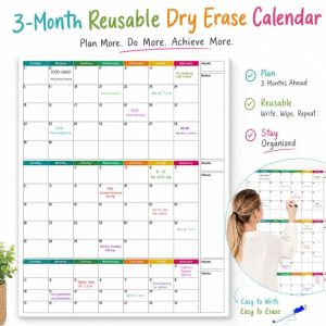 FEELINGS Dry Erase Wall Calendar At One Glance Large Size 3 Months Calendar One Page Design Schedule Planning Table Wall
