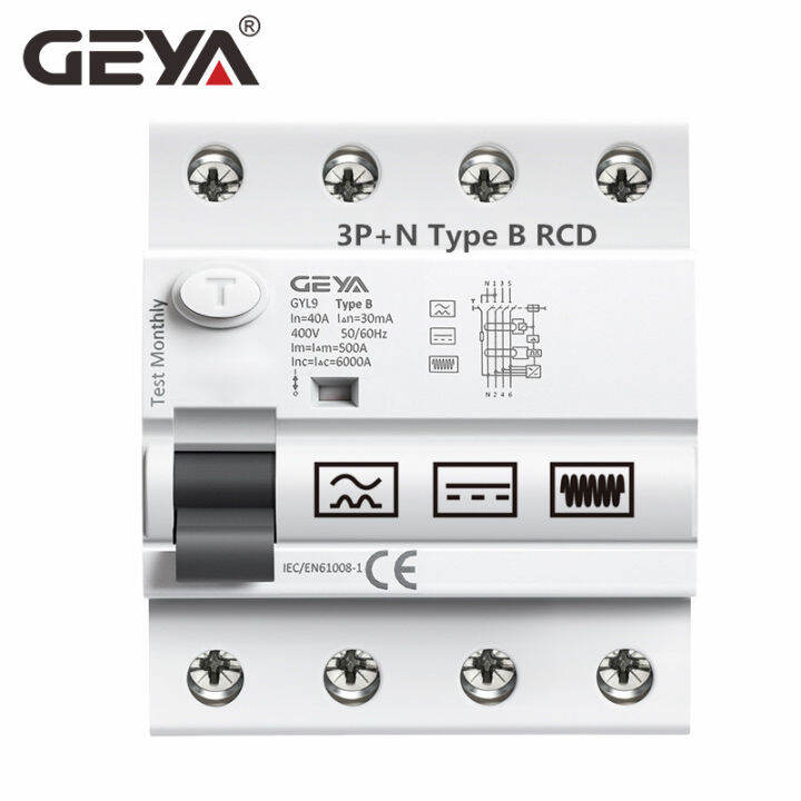 GEYA GYL9 Type B RCD Din Rail Earth Leakage Current Breaker DC RCCB RCD ...