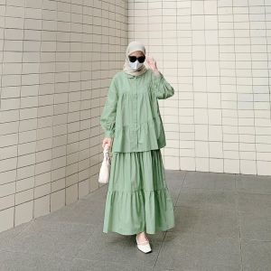 Caterine One Set Blouse Rok Wanita Adem Setelan Model Terbaru Muslimah Jumbo Viral Ootd Hijabers