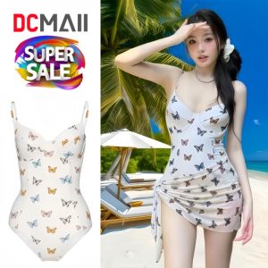 Butterfly Breeze ชุดว่ายน้ำวันพีซลายผีเสื้อสุดน่ารัก | วันพีซสายเดี่ยว | ดีไซน์ทรงเข้ารูป | แถมผ้าคลุมเข้าชุด | สินค้าพร้อมส่ง