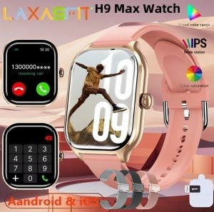 Original H9 Max 2.01 inch HD AMOLED Smart Watch Men Women Bluetooth Call Blood Pressure Monitoring Waterproof Sports Fitness For Ladys And Girls