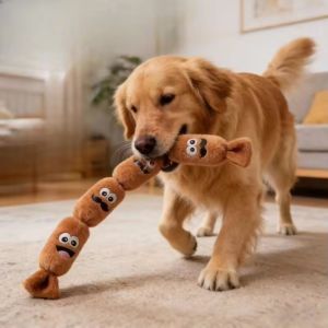 Cute Pet Dog Simulated Sausage Plush Squeaky BB Press Sound Bite-Proof Wear-Resistant Chew Toy Puppy Self Play Relieve Boredom Interactive Pet Toy