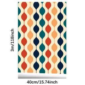 1pc Wall PaperSelf-adhesive Waterproof Wallpaper Colorful Geometric Wall Sticker Wall Sticker For Kitchen Living Room Bedroom Oil Proof Wall Stickers Cuttable Wall Sticker