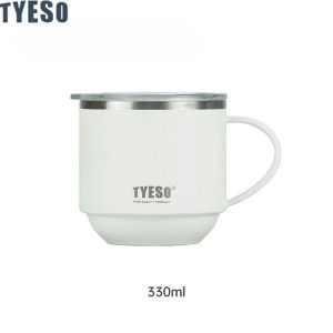 Tyeso Stainless Steel Coffee Mug Durable Desktop Office Mug with Handle and Clear Lid Ideal for Hot Beverages and Everyday Use2026