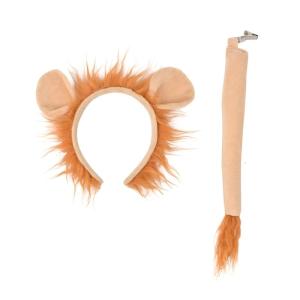 Lion Ears Headband and Tail Animal Lion Cosplay Costume for Kid Adult Halloween Xmas Birthday Party Stage Performance