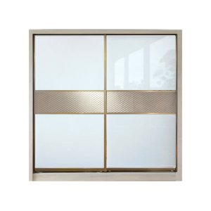 ⭐BLACK & GOLD⭐5/6/8ft x8ft Tempered Glass Anti-jump Sliding Door Wardrobe ✅Installation Included✅
