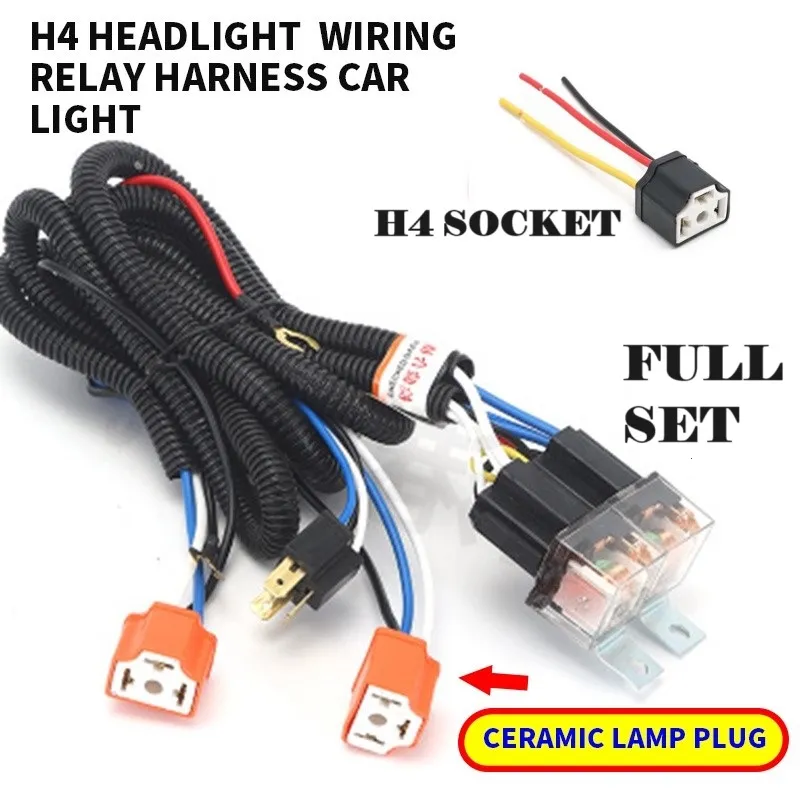 Car H4 Headlight Wire kit Power H4 Cable Set Headlamp Boost Up