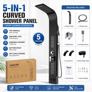 【Local shipping】UNICORN 5-in-1 shower panel stainless steel luxury five function massage bathroom set
