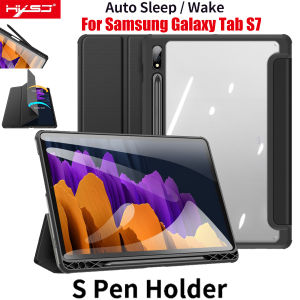 HXSJ clear case with pen holder slot smart Auto Sleep / Wake For Samsung S8 for Samsung Galaxy Tab S7 for Samsung Galaxy Tab S7 FE / Galaxy Tab S7 Plus DUX DUCIS Tri-fold Stand Protective Soft PU Case Cover  SM-T870 SM-T875 SM-T876B