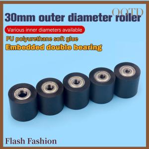 [Falsh F] High Quality PU Polyurethane Wheel Diameter 30mm Press Paper Mask Machine Press Line Flat Wheel Roller Rubber Bearing Pulley