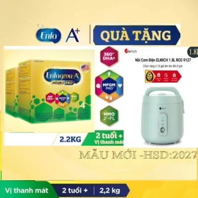 [Tặng nồi cơm điện elmich 1.8l] Bộ 2 Hộp Sữa bột Enfagrow A+ Neuropro 4 2.2kg với DHA giúp phát triển não bộ cho trẻ từ 2–6 tuổi