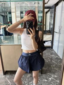 original ALO Womens quick-dry anti-exposure double-layer yoga shorts loose wide-leg running and fitness shorts in stock
