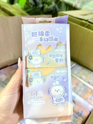 Combo 8 Gói (64 tờ) Khăn Giấy Ướt Mini Dễ Thương Bỏ Túi Tiện Lợi Gói 8 Miếng Dùng Được Cho Bé Khăn Giấy Ướt Mini Set 8 Gói Dễ Thương Bỏ Túi Tiện Lợi Gói Khăn Ướt Tiện Dụng