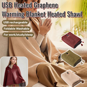 USB Heated Graphene Warming Blanket Heated Shawl USB Electric Warming Blanket Washable Rechargeable Heated Cover Blanket