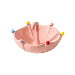 PYA94 with 6 Forks Ceramic Fruit Bowl with Fork Stainless Steel Fork Umbrella Shaped Creative Fruit Plate Cute with Handle Fruit Basin Fork Set  Room