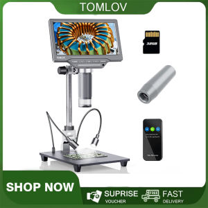 TOMLOV DM201 SE 1200X กล้องจุลทรรศน์ดิจิตอลแอลซีดี7นิ้วกล้องจุลทรรศน์เหรียญ12MP พร้อมหน้าจอสำหรับการบัดกรีสำหรับผู้ใหญ่กล้องจุลทรรศน์อิเล็กทรอนิกส์ใช้งานร่วมกับ Mac/windows สำหรับพีซี