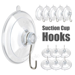 8PCS  Suction Cup Hooks Clear PVC Suction Cups with Metal Hooks For Kitchen Or Bathroom