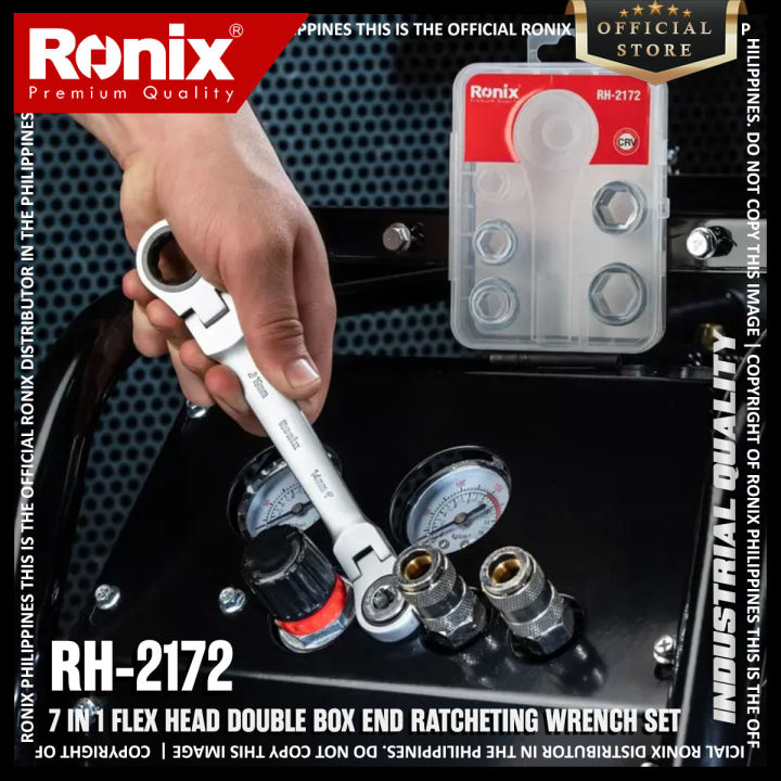 Ronix RH-2172 7-in-1 72- teeth Flex-Head Ratcheting Wrench Set, 5