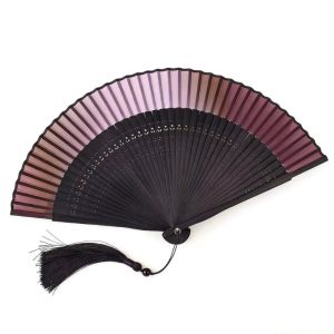 FOUNDTWO Màu chuyển sắc Quạt xếp bằng tre Khắc rỗng Di động Người hâm mộ khiêu vũ Phong cách cổ điển Khung Tre Quạt tay cổ điển Tiệc cưới