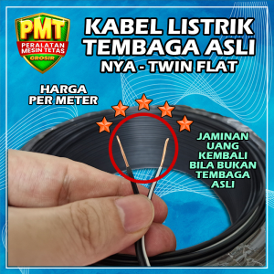 Kabel Listrik Ganda Hitam Serabut Tembaga Murni Twin Flat PMTG