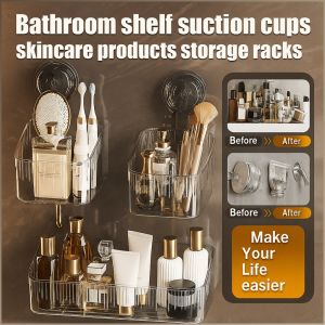 Skincare Organizer Convenience Kitchen Shelf Detachable Multi-drain Holes Suction Cup Dry and Hygienic