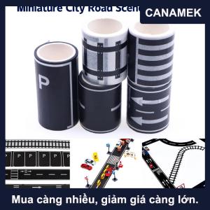 【CANAMEK】 1 cuộn 5m 1:12 Dollhouse đường giao thông đường sắt theo dõi cảnh Băng Sticker thu nhỏ đậu xe cảnh đường cong Sticker mô hình trang trí phụ kiện đồ chơi