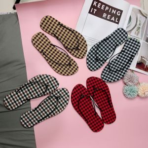 Dép xỏ ngón nữ kẻ sọc caro quai cọng chỉ mảnh đế bệt DL104 Dép kẹp nữ đi biển thời trang