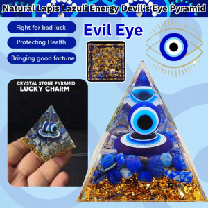 Evil Eye Pyramid Figurine Natural Lapis Lazuli Energy Demon Eye Pyramid Home and Office Desktop Decoration Crafts 恶魔之眼金字塔