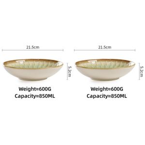 OMK Retro Style Ceramic Tableware Set Dinner Plate Salad Bowl Deep Dish