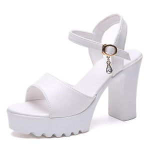 Falimottype Womens Casual Classic Open-Toe Sandals Summer Fashionable Elegant Crystal Pendants High-Heel Sandals