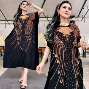 DASTER LEBAR LENGAN PENDEK MODEL KELEAWAR BAJU WANITA SANTAI DRESS MIDI PAKAIAN WANITA DEWASA PANJANG 125 CM