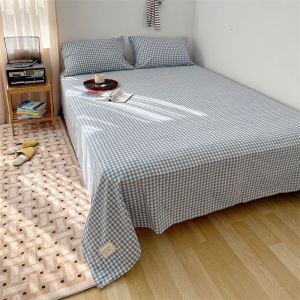 100% Cotton Bed Sheet single double queen King size Washed Cotton Super Soft Flat Sheets For Kids Adults