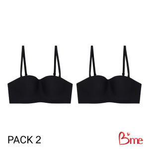 Bme เสื้อชั้นในไร้โครงถอดสายได้  Level 2 ฟองกลาง รุ่น ME1C19 (Eco Fashion) สีดำ สีนู้ด สีส้มแซลมอน (แพ็ก2ตัว)