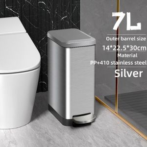 Manzan Step Pedal Trash Can 16L Rectangle Stainless steel Trash tin