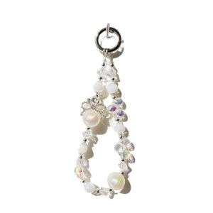 MINIFELE 262 Pearl Keychain Crystal Beads Colored Crystal Beaded Phone Chain Lanyards Trendy Pendant Crystal Lanyards Universal Accessories