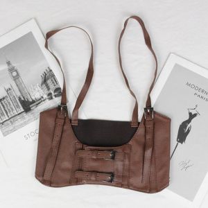 JEWELS1 พังค์ บุคลิกภาพ เอวสูง หัวเข็มขัดโลหะ ตกแต่งกระโปรง ผ้าพันแผล สลิมมิ่งร่างกาย เข็มขัดโลลิต้า หนัง PU Cummerbund ขอบเอวกว้างพิเศษ สายรัดเอวยางยืด