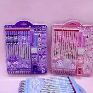 Sanrio Groove Triangle Wooden Pencil  Mymelody Kuromi Cinnamoroll HB Posture Correction Pencil School Office Supplies Stationery Writing Drawing Pencil birthday gift