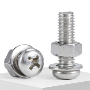 M4 M5 M6 304 A2 Stainless Steel Phillips Cross Round Pan Head Screws Hex Nut Flat Washer Combination Set