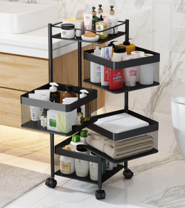 3/4/5/6 Layers Rak Dapur Kitchen Rotating Rack Rak Dapur Basket Rack Vegetable Storage Organizer Spice Rack with Wheel Bathro