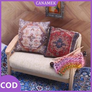 CANAMEK✨ 2pcs 1 12 Dollhouse thu nhỏ đồ nội thất Đồ chơi dễ thương Bohemian gối đệm cho Ghế sofa giường phụ kiện