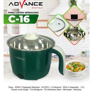 Advance C-16 Panci Listrik Multifungsi 1.5L Panci Kukusan Steamer Jumbo Panci Eletrik