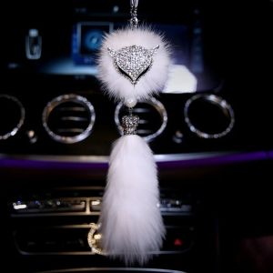 LGJGHJG Crystal Car Pendant Animal Craft Ornament Rearview Mirror Pendant Creative Gifts Fur Ball Car Hanging Ornament Home Decor