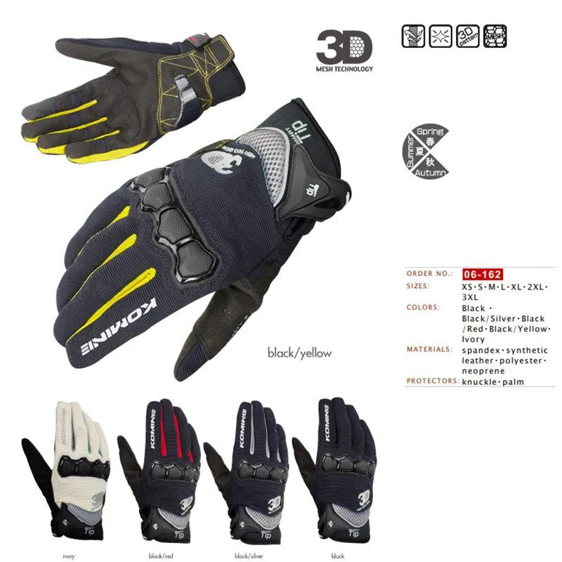 Summer Touch Screen KOMINE GK 162 3D Mesh TECHNOLOGY Motorcycle Riding  Gloves Motorbike Moto Racing Gloves M-XXL